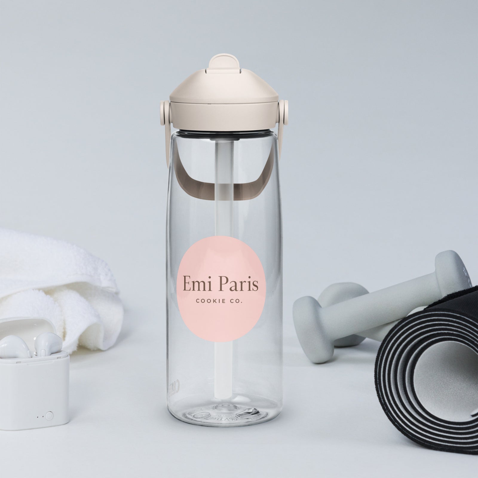 Flip straw water bottle